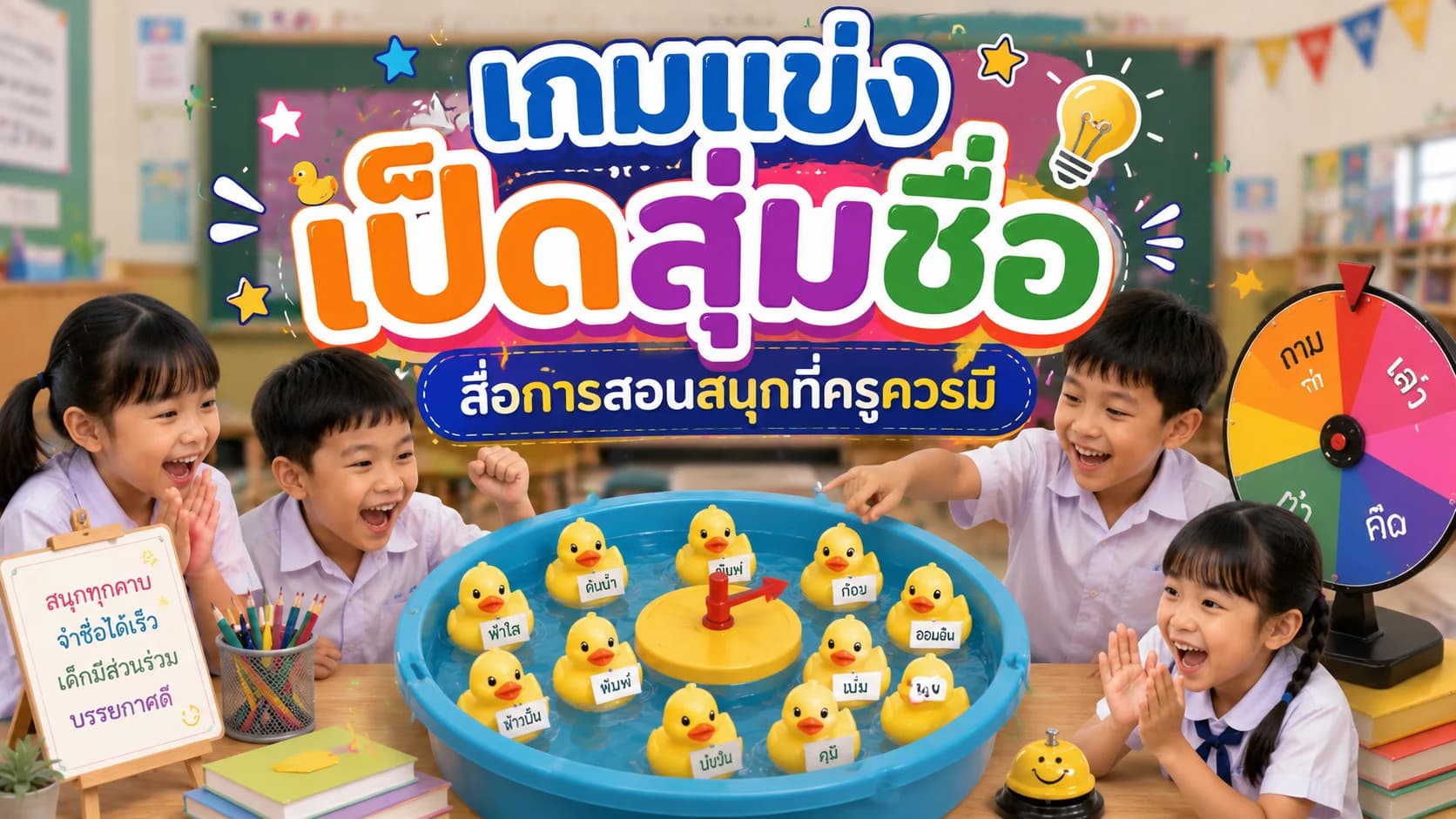 เกมแข่งเป็ดสุ่มชื่อนักเรียน สื่อการสอนออนไลน์