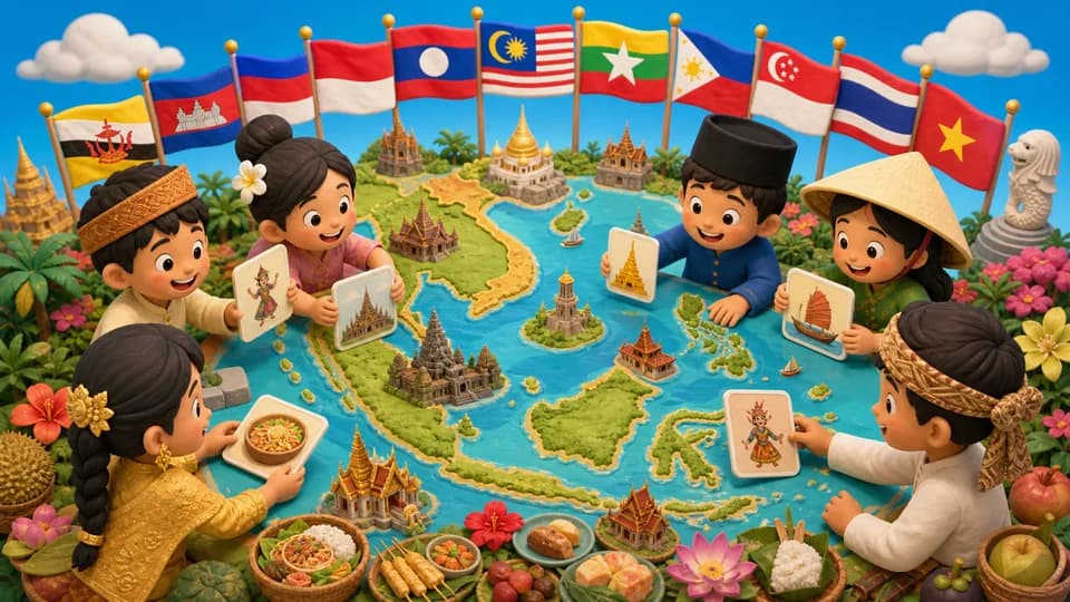 ภาพประกอบเกม เกมจับคู่ภาพอาเซียน